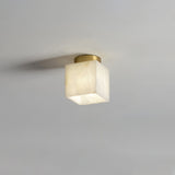 Modern Natural Alabaster LED Flush Mount Ceiling Light Brass Globe Lamp for Hallway
