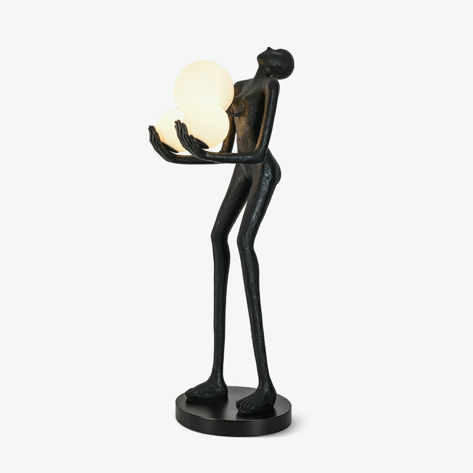 Moonlit Guardian Artistic Sculptural Standing Floor Lamp with Glowing Glass Orbs