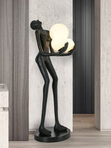 Moonlit Guardian Artistic Sculptural Standing Floor Lamp with Glowing Glass Orbs