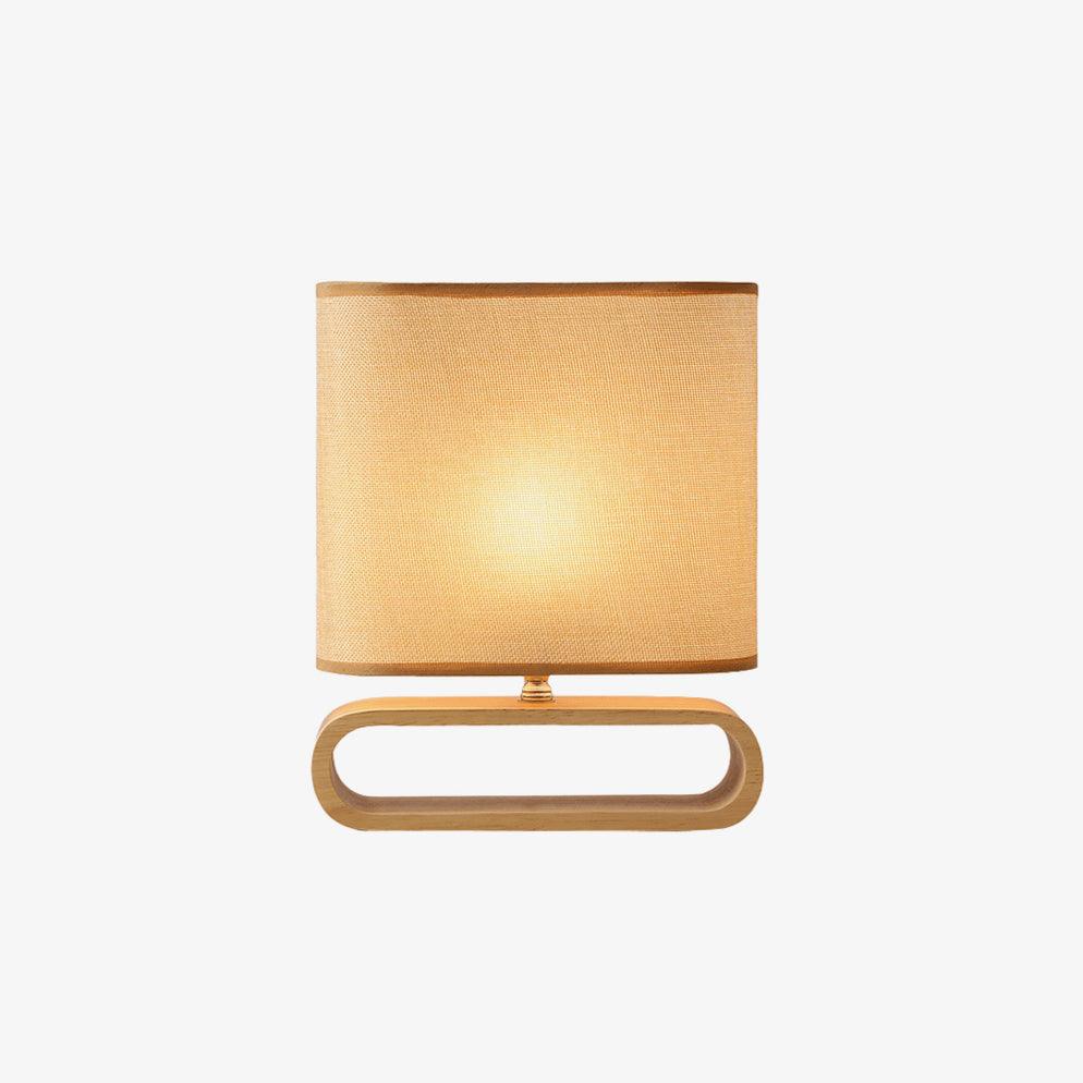Moti Minimalist Natural Wood Table Lamp with Brown Fabric Shade for Bedside
