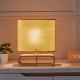 Moti Minimalist Natural Wood Table Lamp with Brown Fabric Shade for Bedside