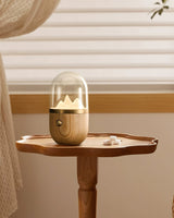 Mountain Peak LED Accent Table Lamp Nature Inspired Night Light with Wood Base