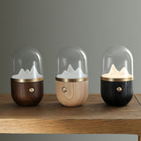 Mountain Peak LED Accent Table Lamp Nature Inspired Night Light with Wood Base