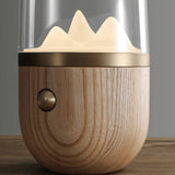 Mountain Peak LED Accent Table Lamp Nature Inspired Night Light with Wood Base