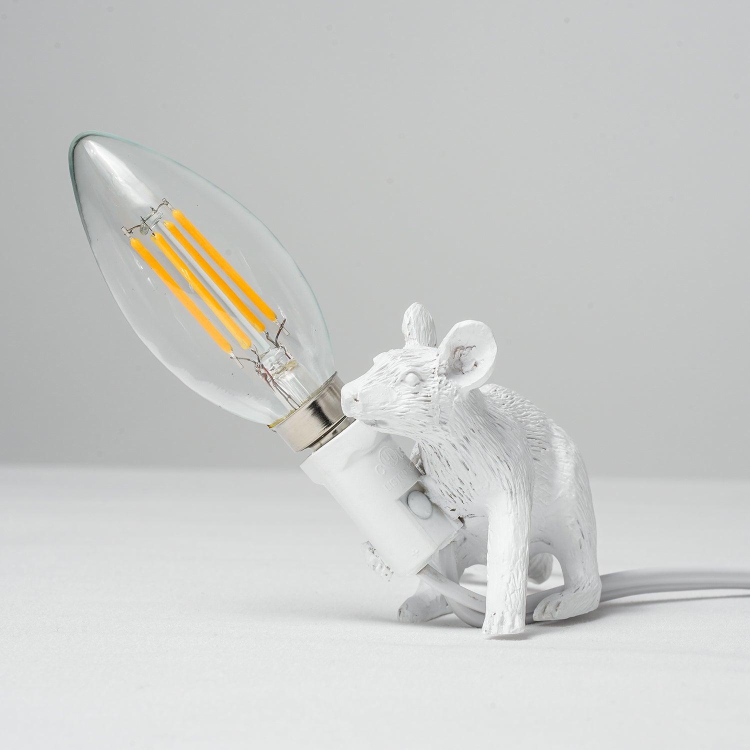 Resin Mouse Table Lamp Decorative Animal Sculpture Side Table Light for Bedside and Desk