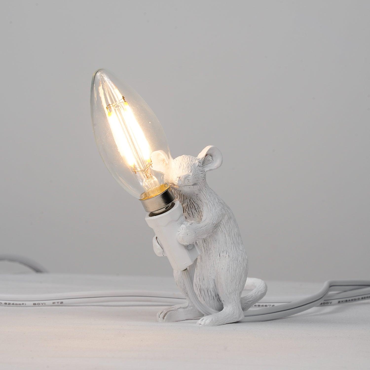 Resin Mouse Table Lamp Decorative Animal Sculpture Side Table Light for Bedside and Desk
