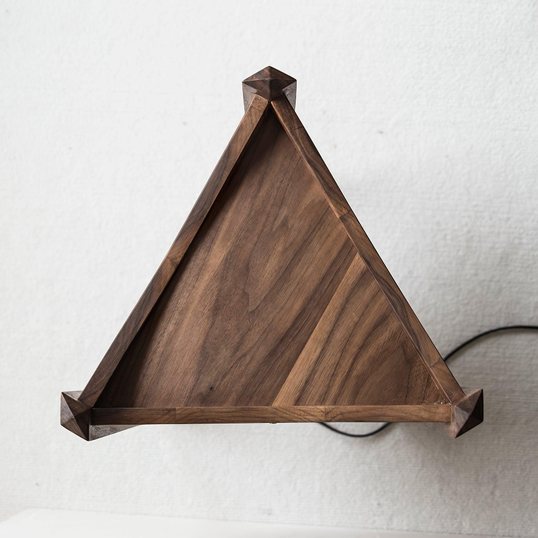 Modern Solid Wood Mobile Bedside Lamp Triangular Rolling Table Light for Living Room