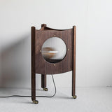 Modern Solid Wood Mobile Bedside Lamp Triangular Rolling Table Light for Living Room