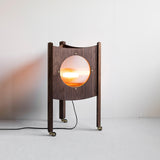 Modern Solid Wood Mobile Bedside Lamp Triangular Rolling Table Light for Living Room