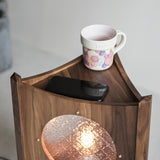 Modern Solid Wood Mobile Bedside Lamp Triangular Rolling Table Light for Living Room