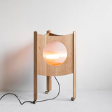Modern Solid Wood Mobile Bedside Lamp Triangular Rolling Table Light for Living Room