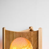Modern Solid Wood Mobile Bedside Lamp Triangular Rolling Table Light for Living Room