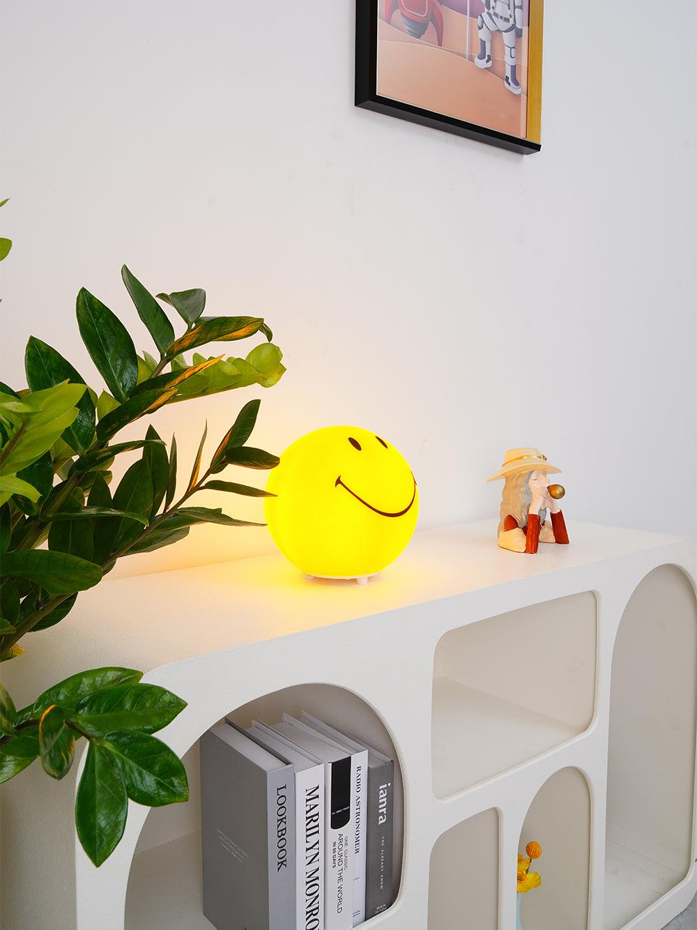 Modern Smiling Face Table Lamp Yellow Decorative LED Night Light for Home Decor