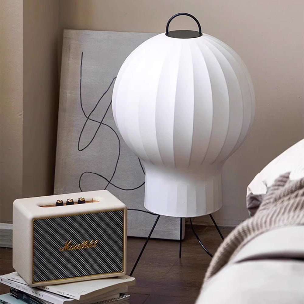Silk Fabric Balloon Table Lamp Organic Wabi Sabi Accent Lighting for Living Room