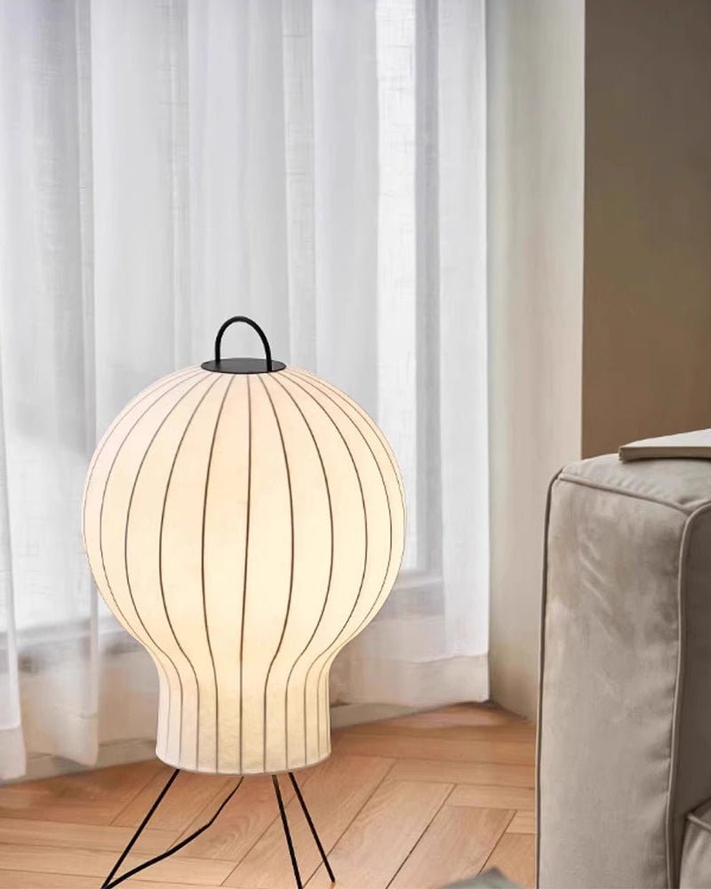 Silk Fabric Balloon Table Lamp Organic Wabi Sabi Accent Lighting for Living Room