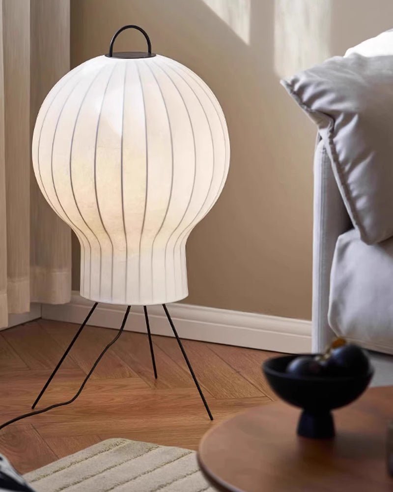 Silk Fabric Balloon Table Lamp Organic Wabi Sabi Accent Lighting for Living Room