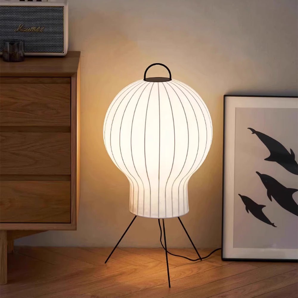 Silk Fabric Balloon Table Lamp Organic Wabi Sabi Accent Lighting for Living Room