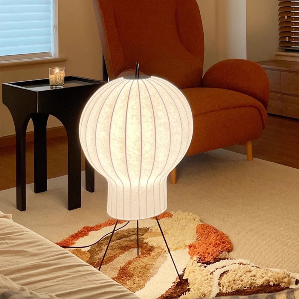 Silk Fabric Balloon Table Lamp Organic Wabi Sabi Accent Lighting for Living Room