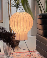Silk Fabric Balloon Table Lamp Organic Wabi Sabi Accent Lighting for Living Room