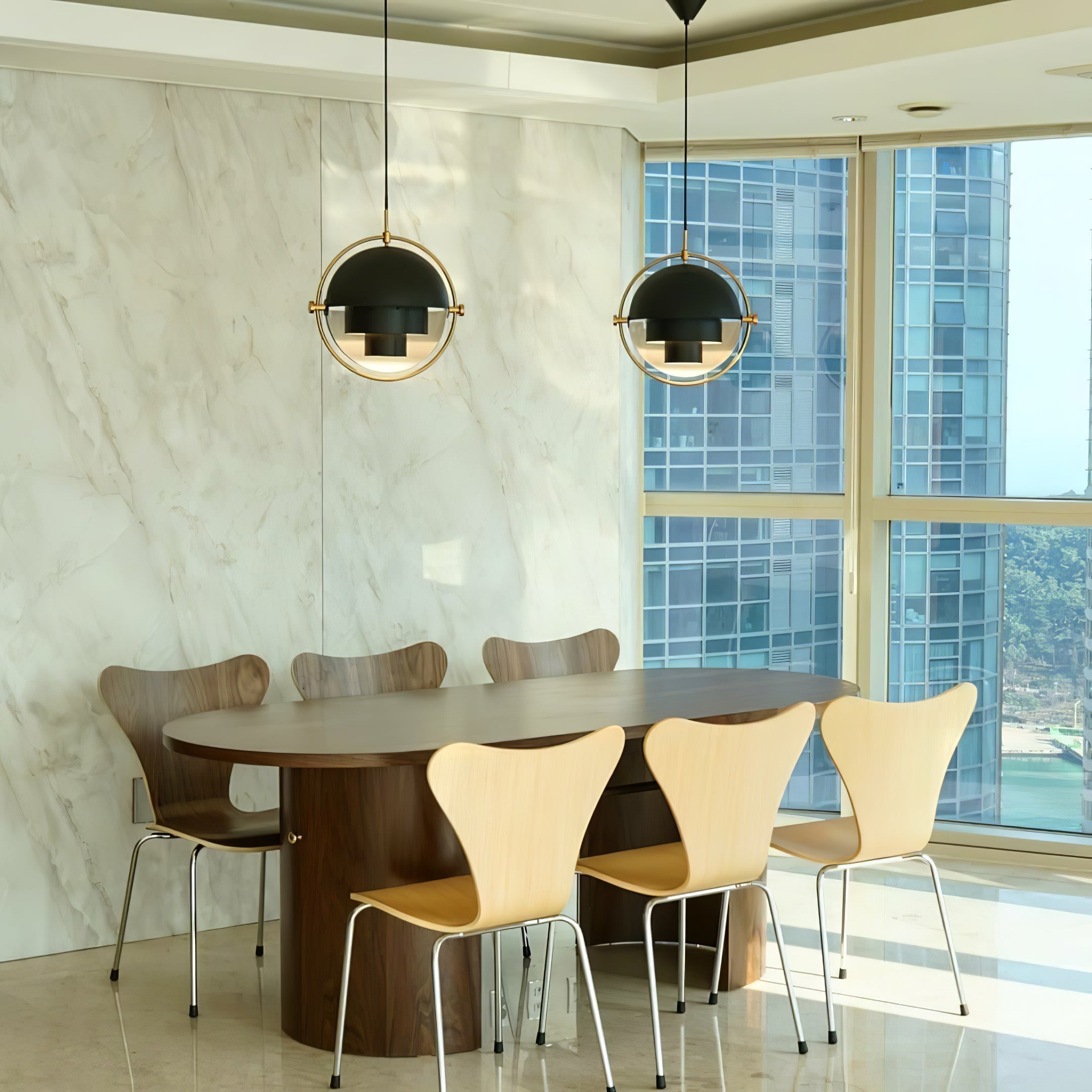 Modern Adjustable Deformed Ball Pendant Light with Multi Lite Shade Design for Dining Room