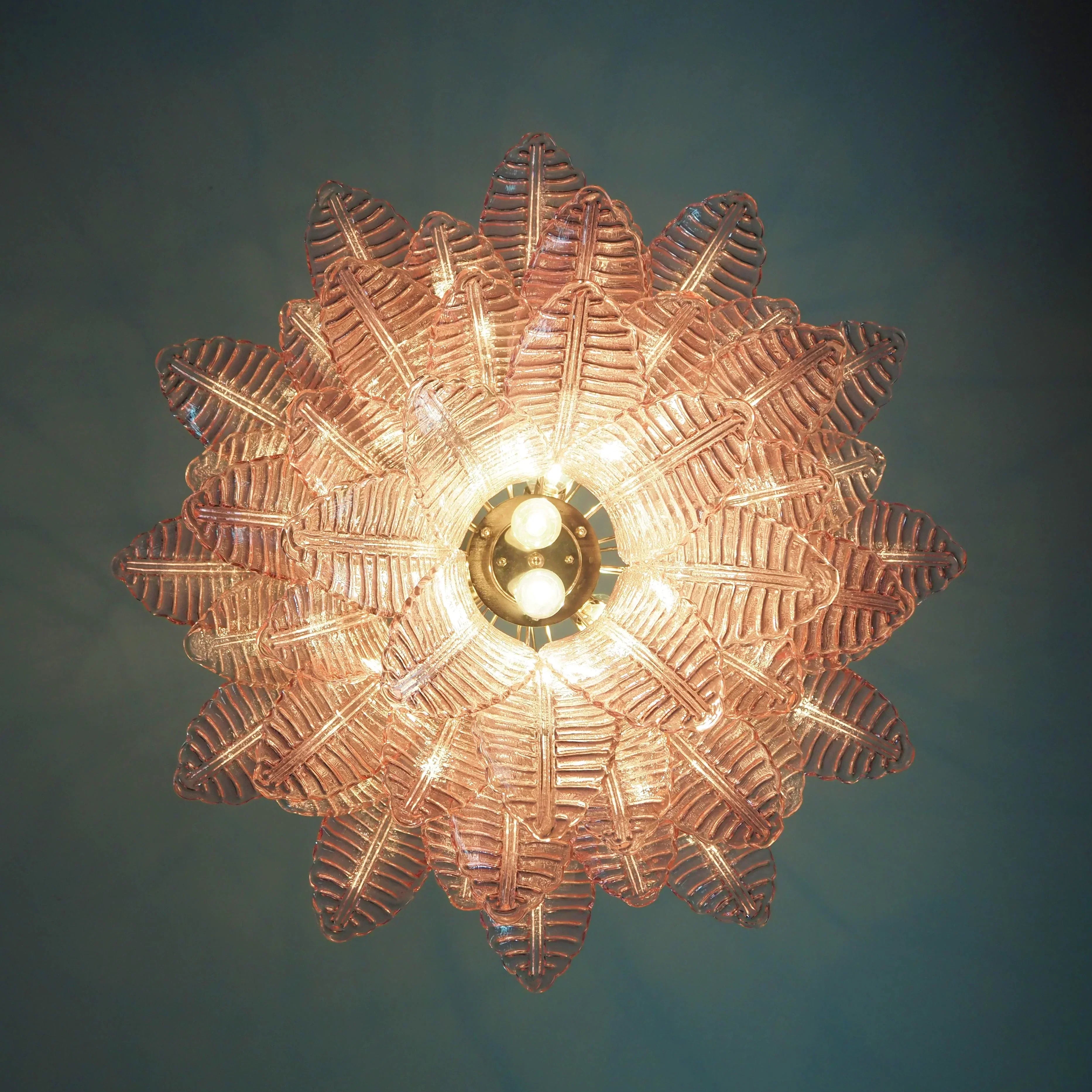 luxurious-pink-fern-murano-glass-chandelier-with-metal-frame-in-gold-chrome-or-nickel