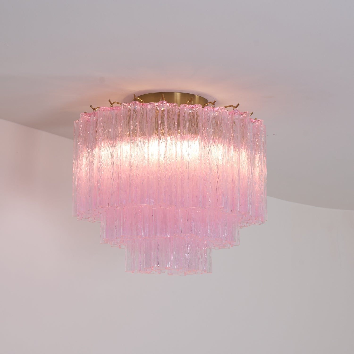 Luxury Pink Murano Glass Ceiling Light Fixture for Living Room Dining Room Bedroom