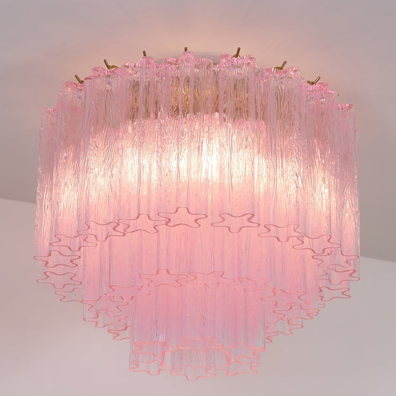 Luxury Pink Murano Glass Ceiling Light Fixture for Living Room Dining Room Bedroom