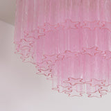 Luxury Pink Murano Glass Ceiling Light Fixture for Living Room Dining Room Bedroom