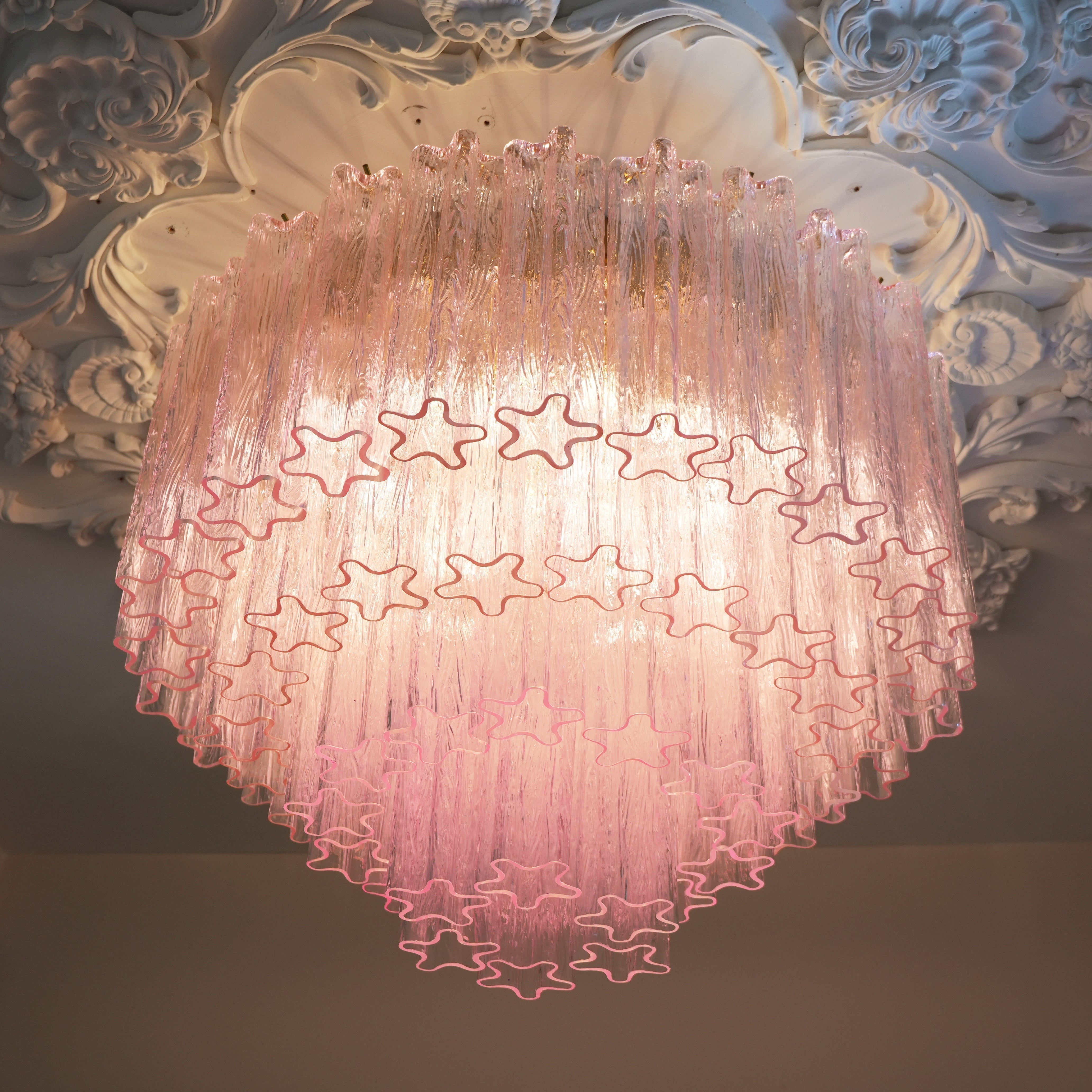 Luxury Pink Murano Glass Ceiling Light Fixture for Living Room Dining Room Bedroom