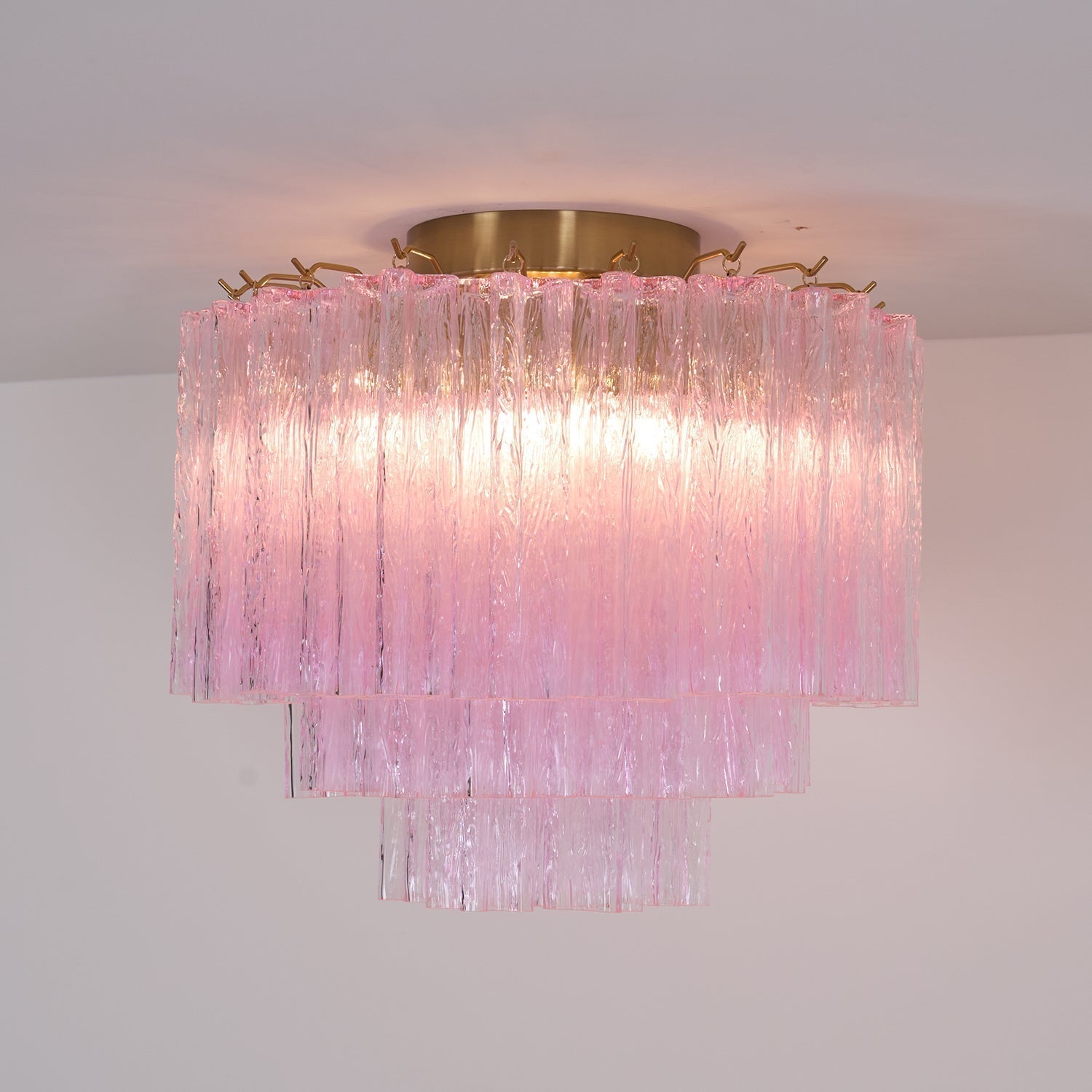Luxury Pink Murano Glass Ceiling Light Fixture for Living Room Dining Room Bedroom