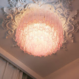 Luxury Pink Murano Glass Ceiling Light Fixture for Living Room Dining Room Bedroom