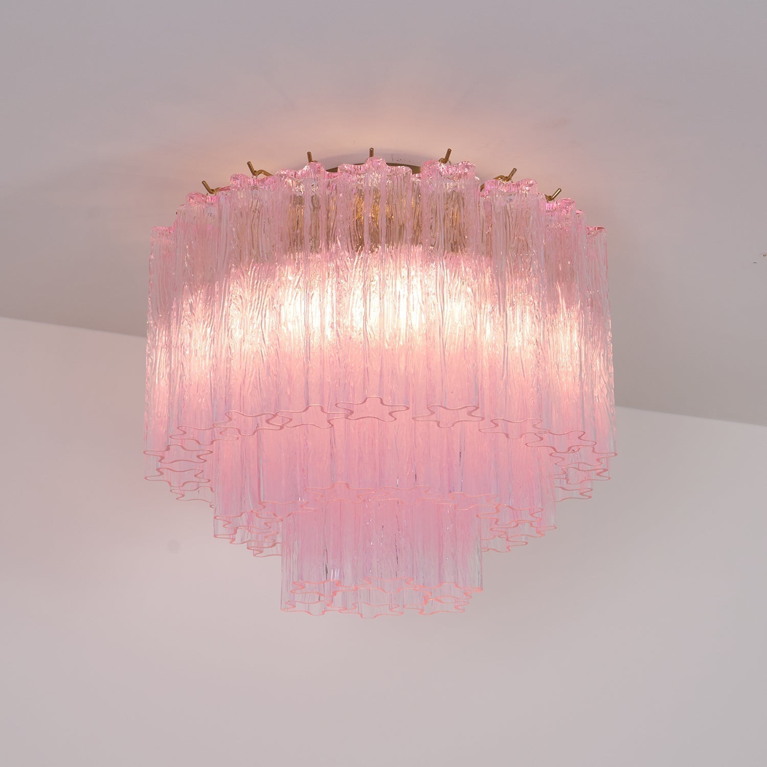Luxury Pink Murano Glass Ceiling Light Fixture for Living Room Dining Room Bedroom