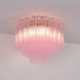 Luxury Pink Murano Glass Ceiling Light Fixture for Living Room Dining Room Bedroom