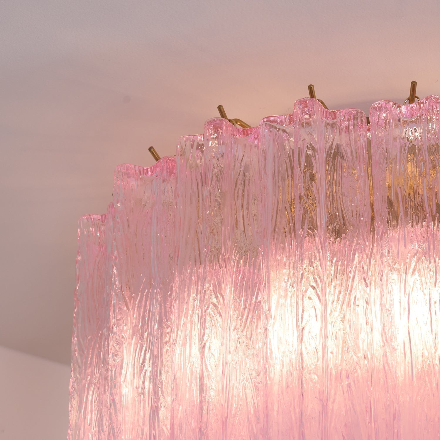 Luxury Pink Murano Glass Ceiling Light Fixture for Living Room Dining Room Bedroom