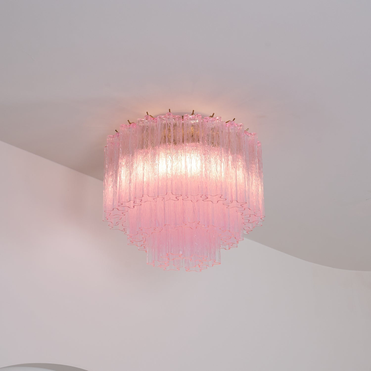 Luxury Pink Murano Glass Ceiling Light Fixture for Living Room Dining Room Bedroom