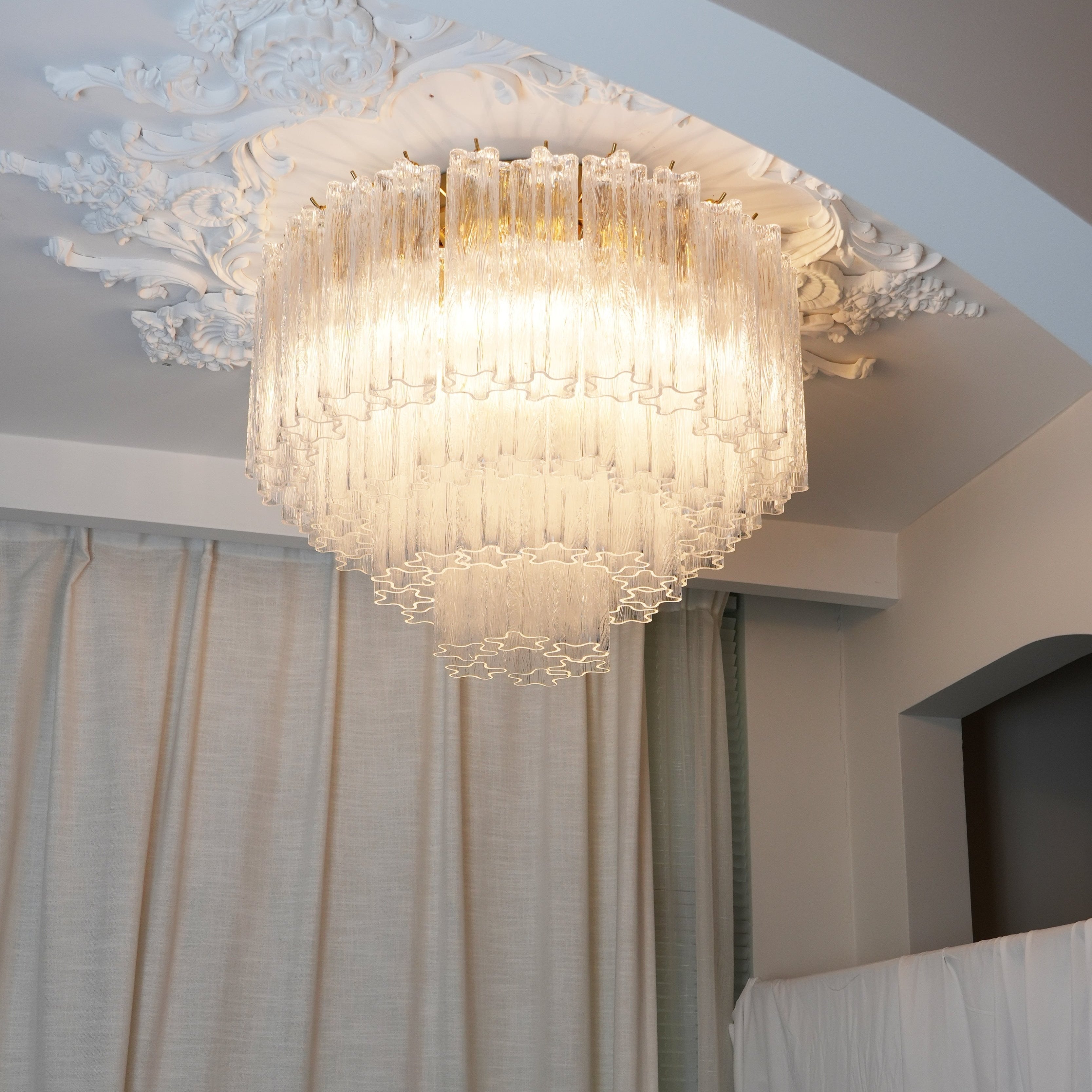 Luxury Pink Murano Glass Ceiling Light Fixture for Living Room Dining Room Bedroom
