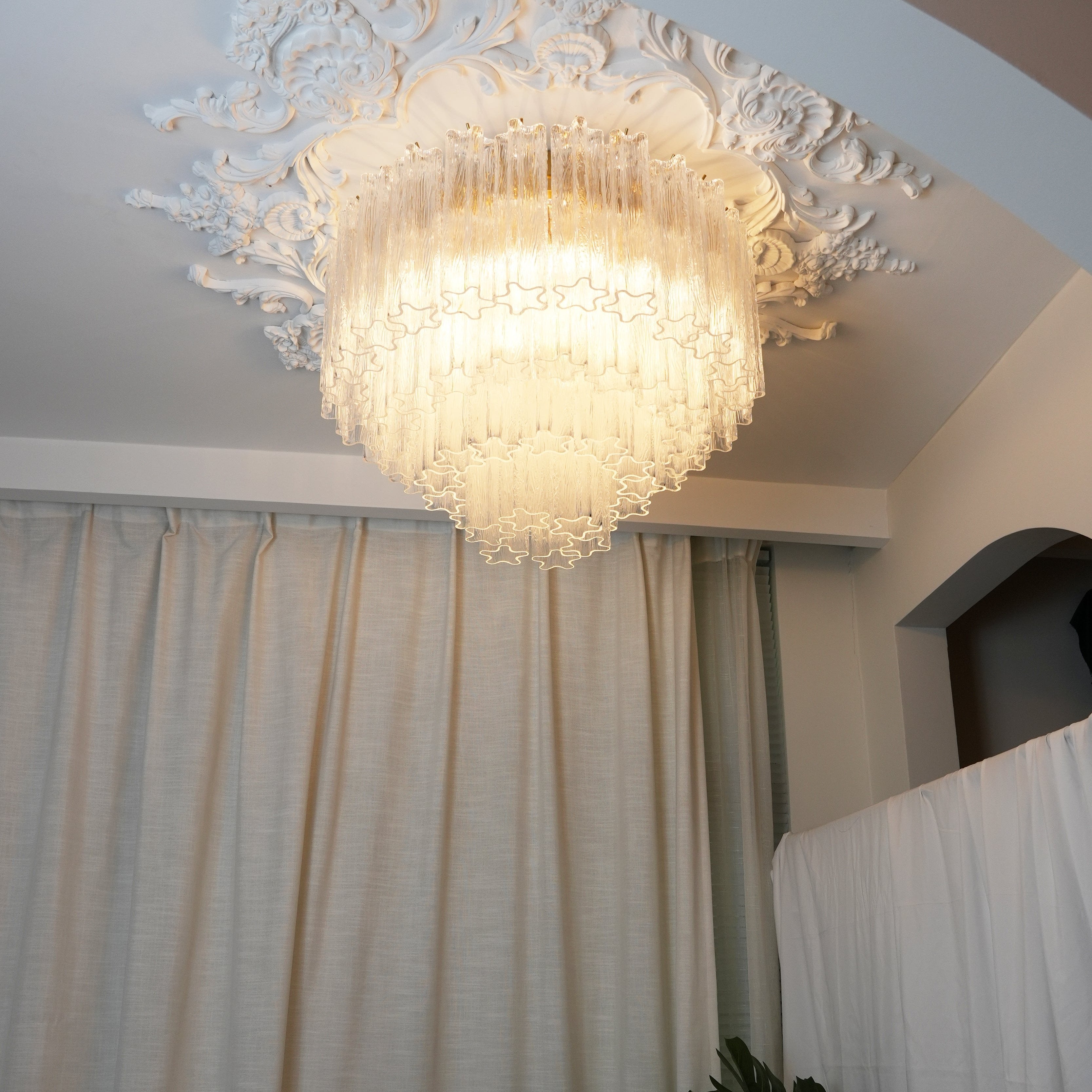 Luxury Pink Murano Glass Ceiling Light Fixture for Living Room Dining Room Bedroom