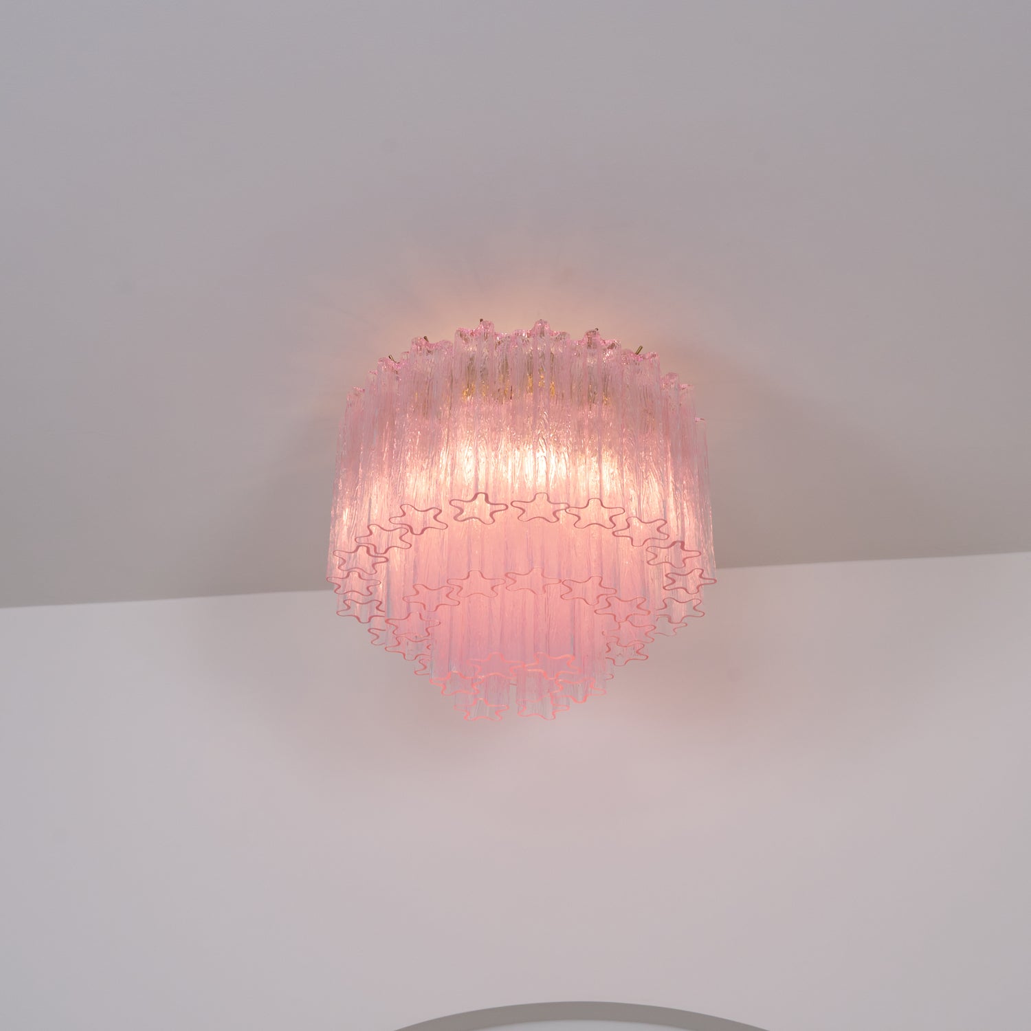 Luxury Pink Murano Glass Ceiling Light Fixture for Living Room Dining Room Bedroom