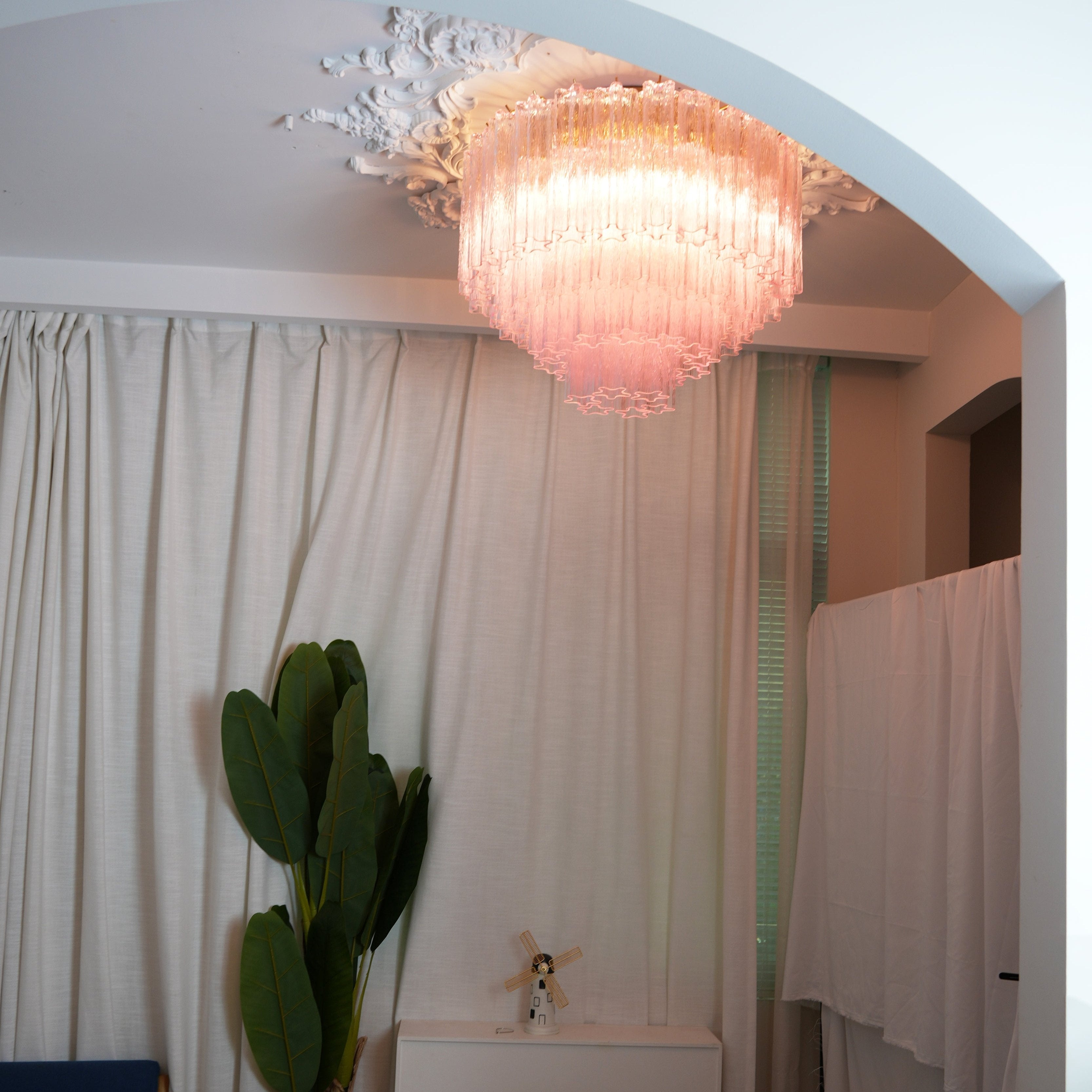Luxury Pink Murano Glass Ceiling Light Fixture for Living Room Dining Room Bedroom