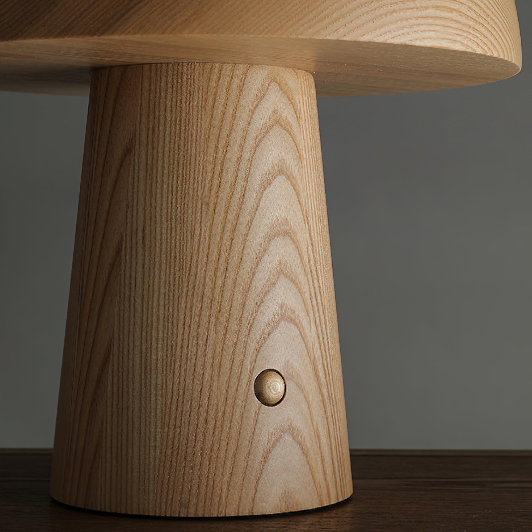 Modern Mushroom Cloud Alabaster Stone Table Lamp with Natural Wood Base