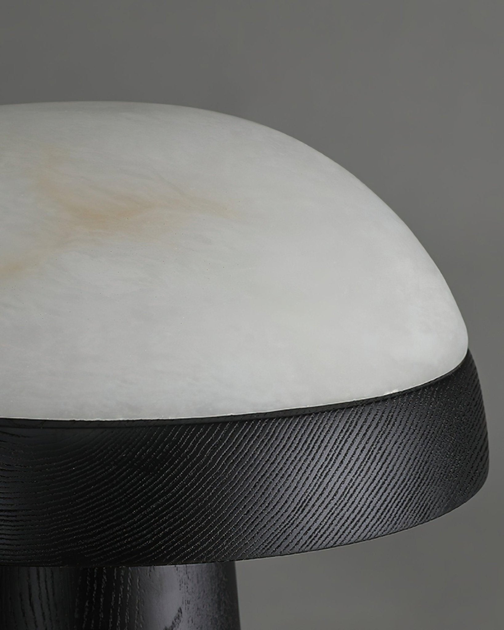 Modern Mushroom Cloud Alabaster Stone Table Lamp with Natural Wood Base