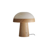 Modern Mushroom Cloud Alabaster Stone Table Lamp with Natural Wood Base
