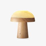 Modern Mushroom Cloud Alabaster Stone Table Lamp with Natural Wood Base