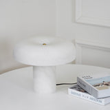 Modern Mushroom Alabaster Table Lamp Elegant Bedside Light with Brass Details for Living Room