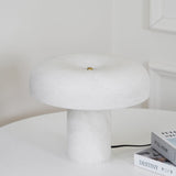 Modern Mushroom Alabaster Table Lamp Elegant Bedside Light with Brass Details for Living Room
