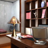 Modern Gold Mushroom Desk Lamp with Elegant Glass Shade and Brass Finish