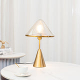 Modern Gold Mushroom Desk Lamp with Elegant Glass Shade and Brass Finish