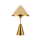 Modern Gold Mushroom Desk Lamp with Elegant Glass Shade and Brass Finish