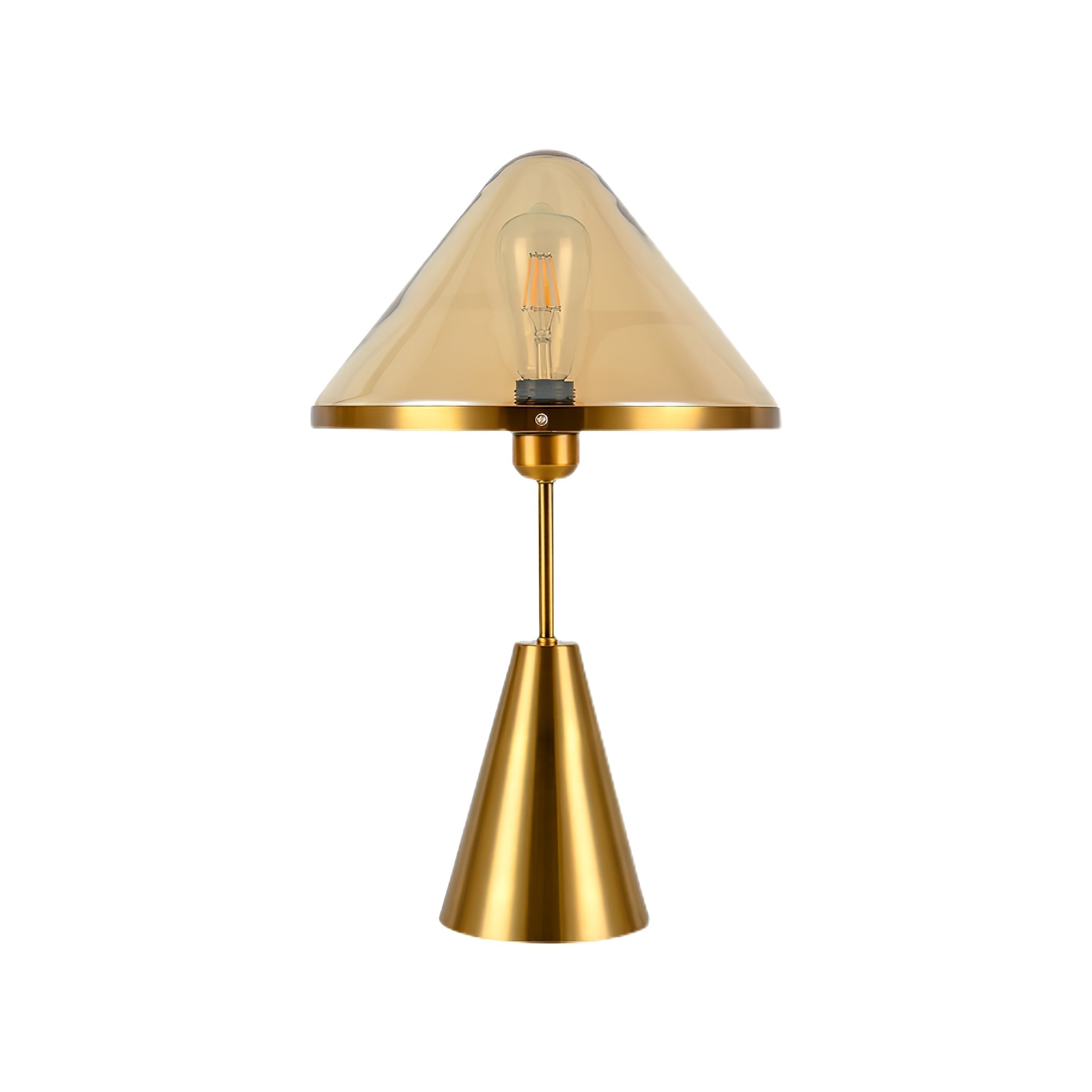 Modern Gold Mushroom Desk Lamp with Elegant Glass Shade and Brass Finish