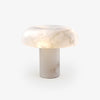 Modern Mushroom Alabaster Table Lamp Elegant Bedside Light with Brass Details for Living Room